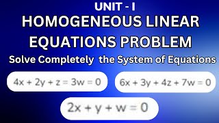 HOMOGENIOUS LINEAR EQUATIONS PROBLEM @JayaMathsAcademy #engineeringmathematics #diplomamaths #btech