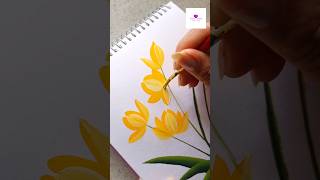 Beautiful Yellow Flowers Painting #artvideo #flowerart #art #arttutorial #onestrokeflowers