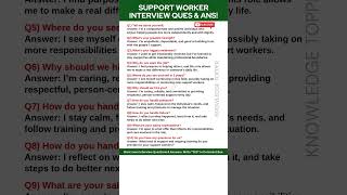 Support Worker Interview Questions and Answers | Support Worker Job Interview