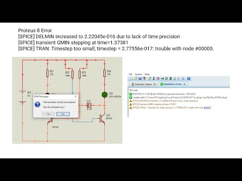 Proteus 8 Error [SPICE] DELMIN increased to 2.22045e-016 due to lack of time precision