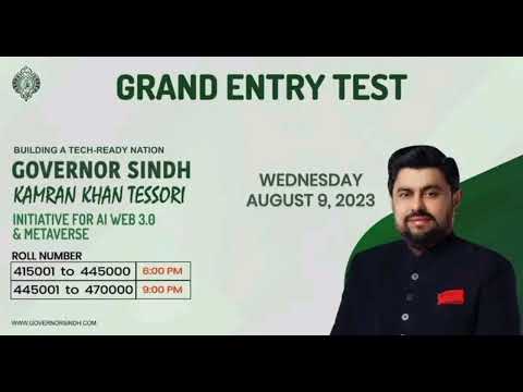 9 August 2023 grand entry test governor Sindh