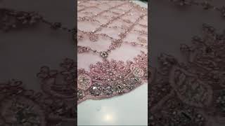 Soft Net fabricCutwork borderSilver Stones & Mirror workFree ship*