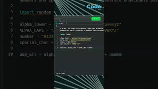 🔥  Generate Unhackable Password With just 5 Lines Of Code #Shorts | SimpliCode