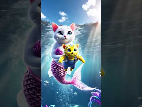 🐝💦The kitten is surrounded by bees, but the mermaid bravely saves the kitten🐱#ai#story#catshorts