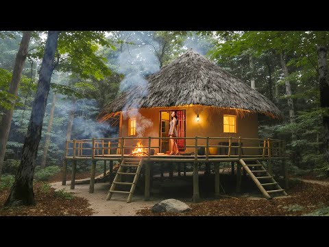 I Built This Forest Hut from Scratch – Fire, Solitude, and Survival in the Wild