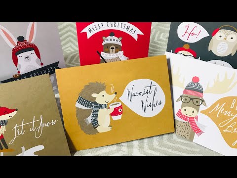 Woodland Animals Holiday Card Pack / 36 Cards And Envelopes Set