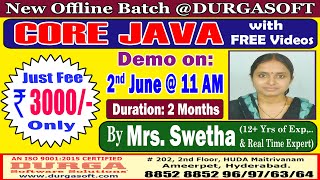 CORE JAVA Offline Training @ DURGASOFT