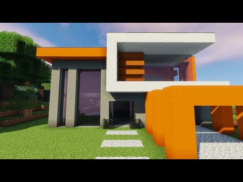 SNIPPET BIG MODERN HOUSE WITH PANORAMIC WINDOWS IN MINCRAFT