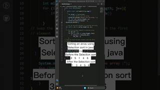 Selection Sort in java.                          #java #javaprogramming #array #sort #code #shorts