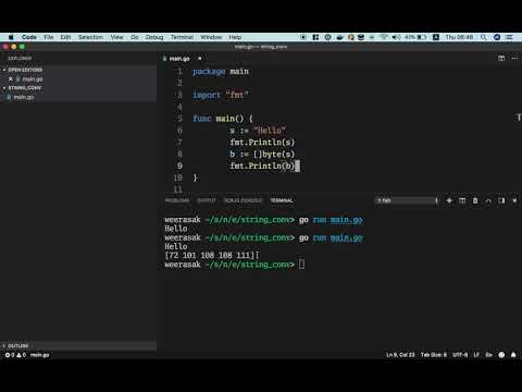 วิธี Go convert type string เป็นกลับเป็น []rune, byte หรือแปลง int เป็น string