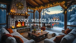 ❄️ Cozy Winter Jazz (NO MID-ROLL ADS) – Fireplace & Lakeside Ambience for Study, Work & Relaxation