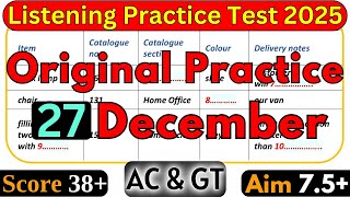 IELTS LISTENING PRACTICE TEST FOR REAL EXAM 27 DECEMBER 2025 WITH ANSWERS | LISTENING 2025 TEST