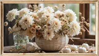 Fall Frame TV Art with Music | Vintage Floral Art Screensaver | Relaxing Music | 4K Framed Art 2 Hrs