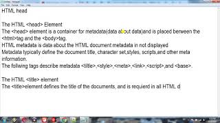 HTML Head,head Element, title,style,link,meta,script,base,head and body, Element,Setting The Viewpor