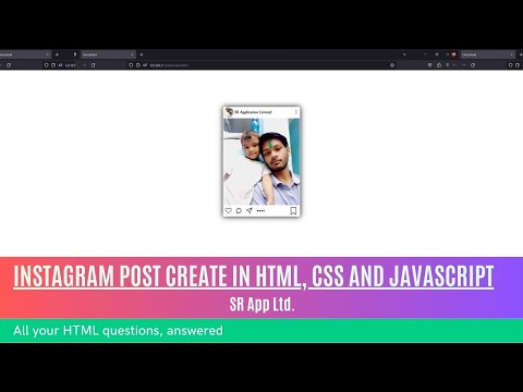 Create Your own Instagram Post Card in HTML and CSS - SR App Ltd Tutorial