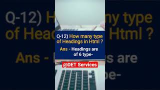 QnA- 12) How many type of Headings  in Html  ? -Web Development Interview Que-Ans #shorts #web