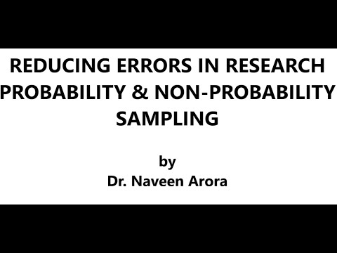 Reducing errors in business research Probability and Non probability sampling Dr Naveen Arora