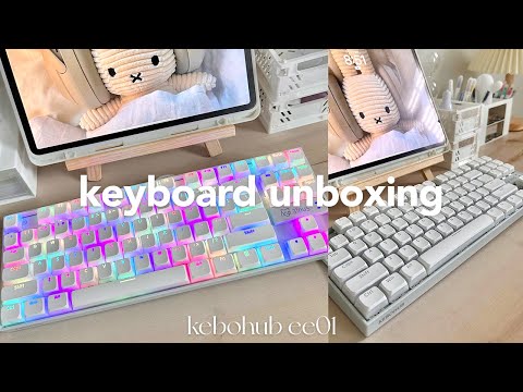 budget keyboard unboxing 🍑💫 | feat. 3inuS kebohub, cute keycaps, asmr typing
