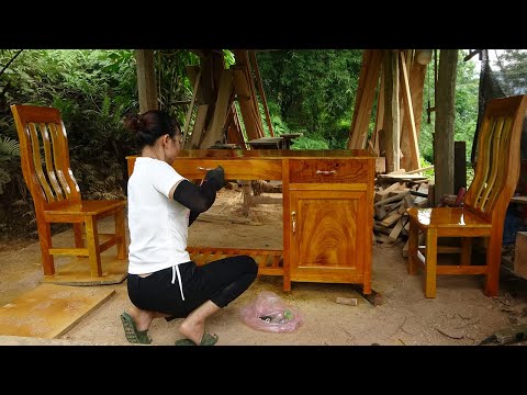 The Girl Makes Her Own Handmade Furniture From Good Wood. Bed, Computer Desk, Shoe Rack.....