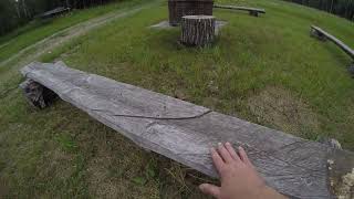 DIY rustic log benches