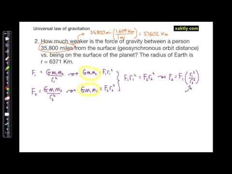 Universal law of gravity example 2