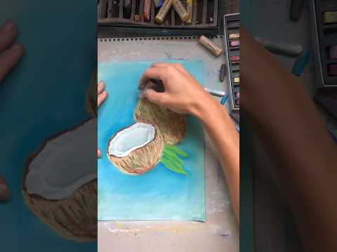Coconut… 🥥 smells like summer! Soft pastel coconut sketch. #coconut #summer #drawing #coconutart