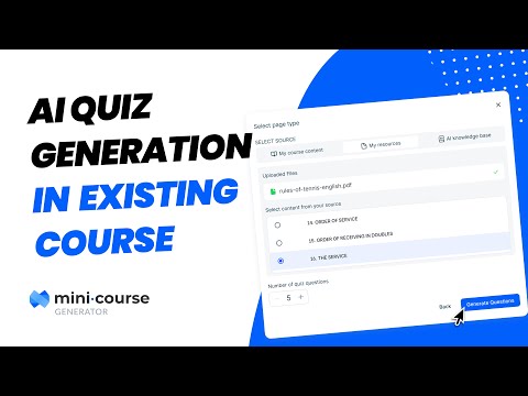 Save Time with AI Quiz Generation for Existing Courses - Quick Tutorial | Mini Course Generator