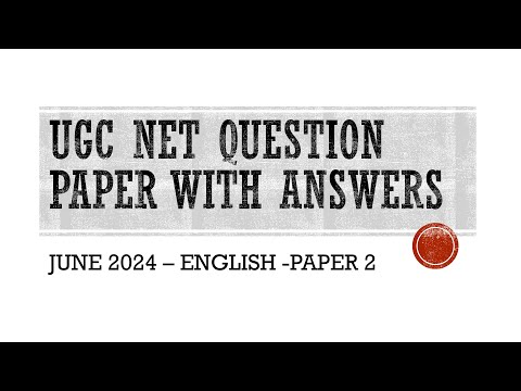 UGC NET English Answer Key | June 2024 | Question & Answer | UGC NET English Paper-2 Solution 2024