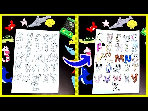 How to Draw Animals with Alphabets from A-Z | Easy to Learn Alphabets in Cartoon Form Step by Step