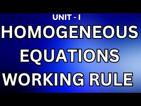 R23 JNTUA LA&C HOMOGENEOUS – WORKING RULE @JayaMathsAcademy #btechmathematics #btech #diplomamaths