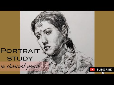 Portrait study in charcoal pencil