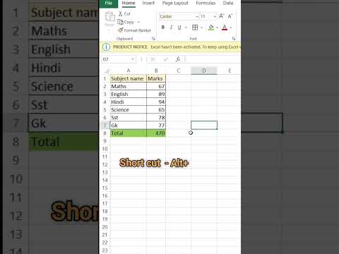 How to Use AutoSum in Excel” and “Shortcut Key Alt + =
