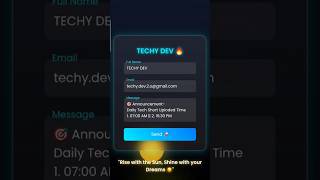 Unreal Form Animation USING HTML CSS JS #TECHYDEV #CSSPOWER #ATTRACTIVEFORM  #ANIMATEDFORM #CSSFORM