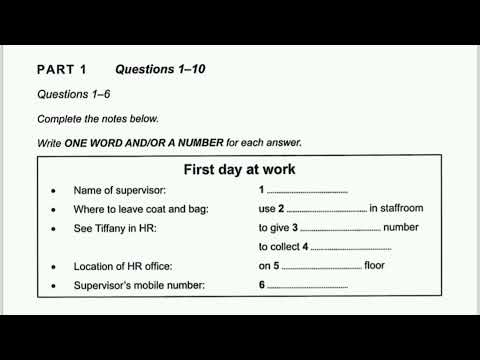 IELTS Listening Part 1 with answers | First day at work | achieve ielts | lelts  | Cambridge