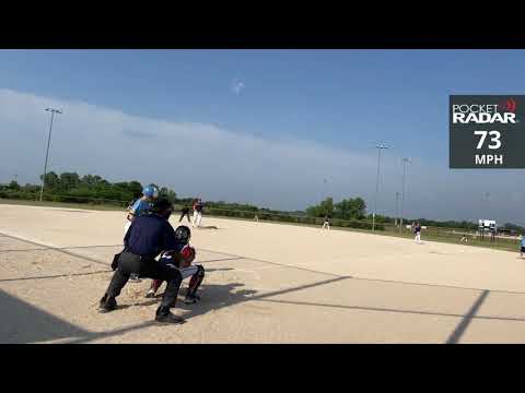 Ethan Vaughn 13 years old pitching speed 73mph in game on radar 06/19/21 state tournament