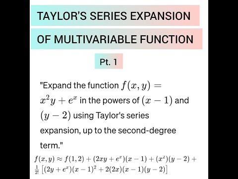 Taylor's Series Expansion of Multivariable functions up to second degree term Pt.1... Solved example