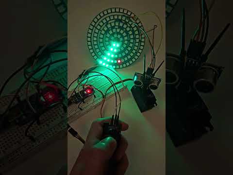 Arduino LED Radar + Servo Motor  + Joystick Intruder Scan #arduino #mechatronics #ledlights