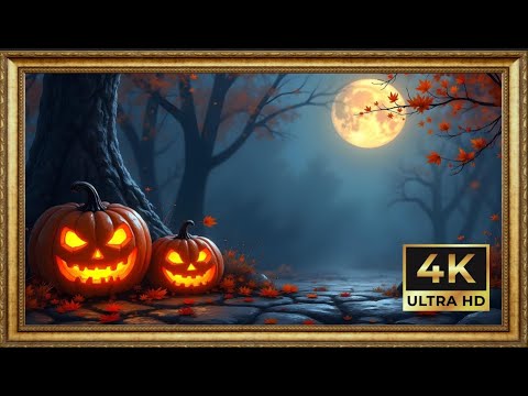 Vintage Halloween Fall Screensaver | Gold Frame TV Art | 4k Autumn Art Wallpaper