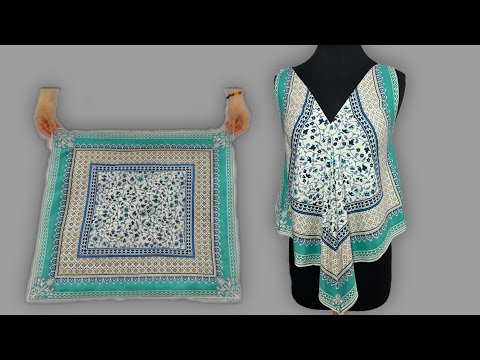 Beautiful top sewing with mini scarf🌸/Sew a beautiful top in 5 minutes with two squares🪡🌸