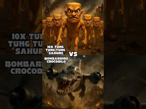 Bombardiro Crocodilo VS 10x Tung tung tung Sahurs and Brainrots! #ai #brainrot #battle #shortvideo