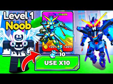Starting Over as NOOB with OP STRIKE MECH In Climb and Jump Tower! (Roblox)
