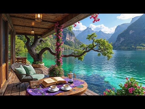 ☕ Morning Coffee & Jazz by the Lake | Peaceful Porch Vibes with Books & Nature Therapy for Relax