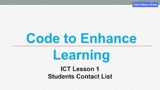 Lesson 1 : Students Contact List