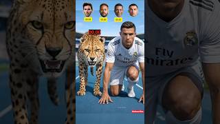 Ronaldo, Messi, Neymar, Mbappe VS cheetah |  Who Is Faster? #football #ronaldo #cr7 #messi #shorts
