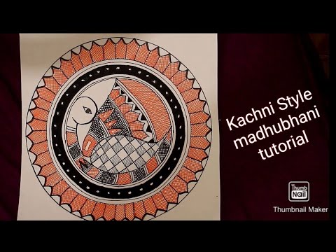 Madhubhani drawing tutorial|Cross hatching|How to draw kachin style madhubhani