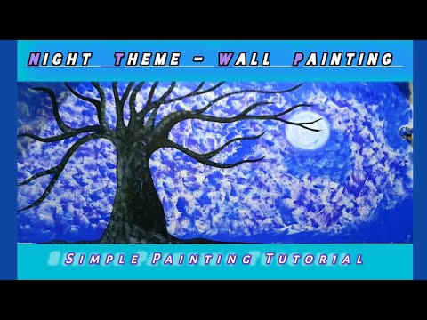 Wall Painting/ Night Theme/ Tree moon .