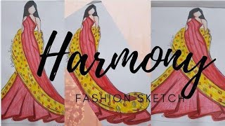 HARMONY PRINCIPLE  FASHION SKETCH..#MANSISEHGAL #FASHIONINFLUENCER