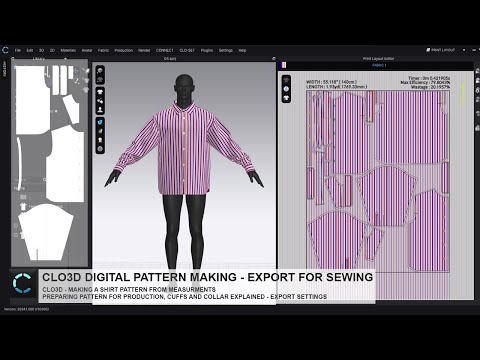 CLO3D Export Pattern for Physical Production Shirt Sewing Garment Details and Seam Allowance