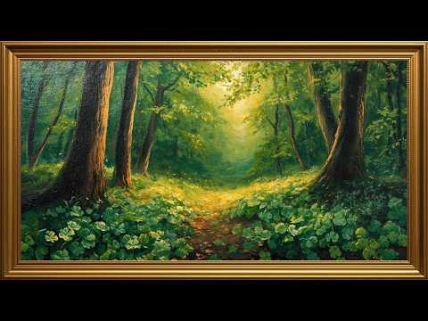 Shamrock Frame TV Art | St. Patrick’s Woodland 4K Screensaver | Calm Green Landscape for TV
