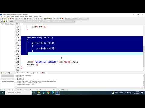 write c++ program to find greatest number from array